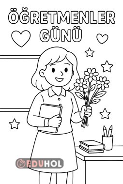 Öğretmenler günü boyama sayfası 3
