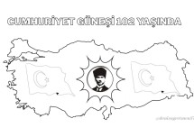 Cumhuriyet Güneşi 102 Yaşında Boyama sayfası