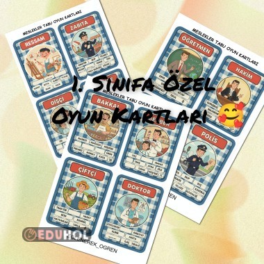 1. SINIFA ÖZEL MESLEKLER TABU OYUN KARTLARI