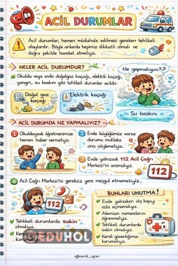 Acil Durumlar Hayat Bilgisi Eğlenceli Çalışma Kağıdı