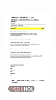 Dilimizin Zenginlikleri Mart Ayı İlkokul Faaliyet Raporu