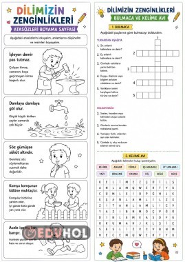 Dilimizin Zenginlikleri Projesi Boyama-Bulmaca-Kelime Avı