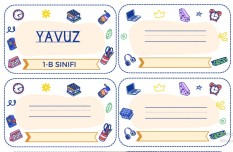 1. sınıflar için isim etiketi şablonu
