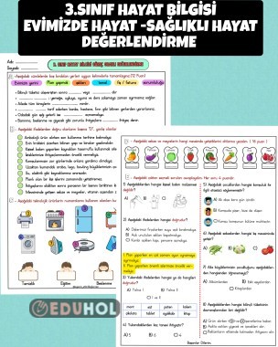 3.SINIF  HAYAT BİLGİSİ EVİMİZDE HAYAT -SAĞLIKLI HAYAT DEĞERLENDİRME