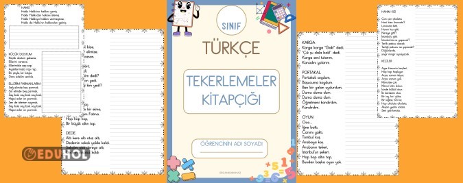 1. VE 2. SINIFLAR İÇİN OKUMA VE YAZMALI TEKERLEMELER KİTAPÇIĞI 15 SAYFALIK