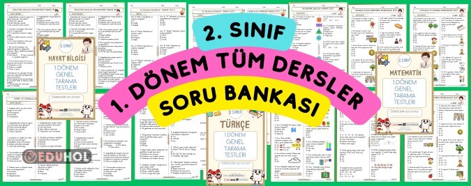 2. SINIF 1. DÖNEM TÜM DERSLER TEST KİTAPÇIĞI- 43 ADET- CEVAP ANAHTARLI