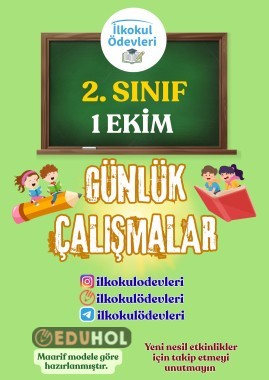 2. SINIF 1 EKİM GÜNLÜK ÇALIŞMA SAYFALARIM--4 SAYFA