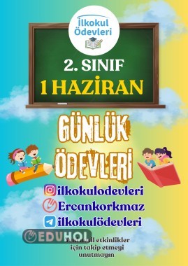 2. SINIF 1 HAZİRAN GÜNÜ ÖDEVLERİM-4 SAYFA