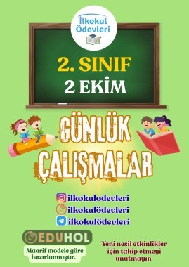2. SINIF 2 EKİM GÜNLÜK ÇALIŞMA SAYFALARIM-4 SAYFA