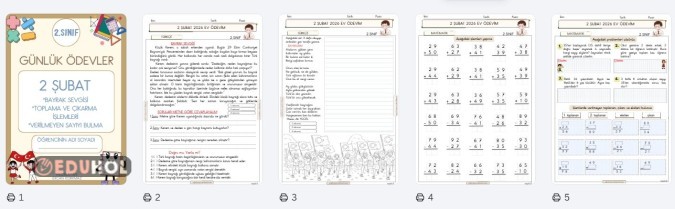 2. SINIF 2 ŞUBAT TARİHİ GÜNLÜK ÖDEVİMİZ. TOPLAM 4 SAYFA