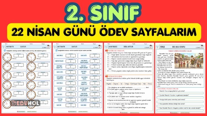 2. SINIF 22 NİSAN GÜNÜ ÖDEV SAYFALARIM- 4 ÇALIŞMA