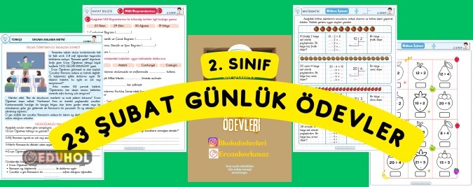 2. SINIF 23 ŞUBAT GÜNLÜK ÖDEVLERİMİZ. BÖLME İŞLEMİNE GEÇENLER İÇİN..