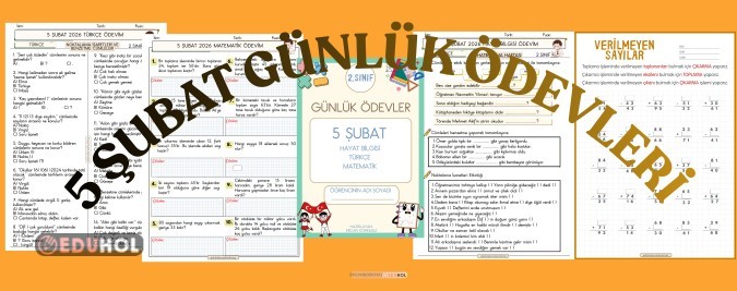 2. SINIF 5 ŞUBAT GÜNLÜK ÖDEVLER 4 SAYFA DOLU DOLU