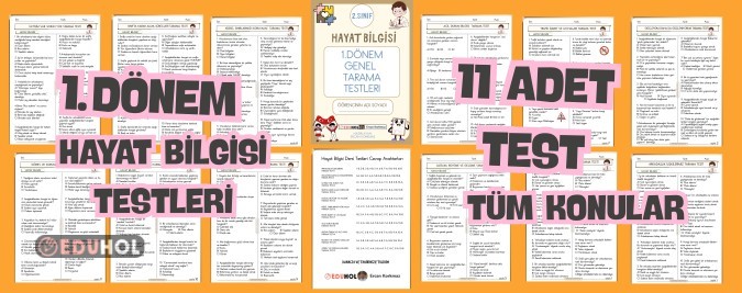 2. SINIF HAYAT BİLGİSİ 1. DÖNEME AİT 11 ADET 110 SORULUK DEV ÇALIŞMA