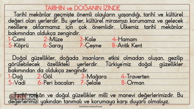 2. sınıf hayat bilgisi tarihi ve doğal güzelliklerimiz akıllı tahta defter notu