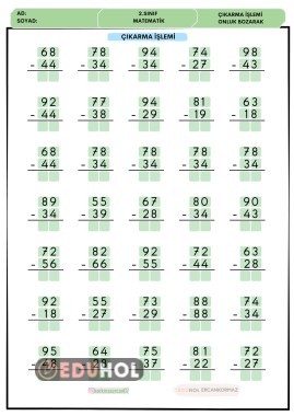 2. SINIF MATEMATİK ONLUK BOZARAK KARIŞIK ÇIKARMA İŞLEMİ