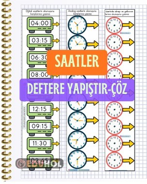 2. SINIF MATEMATİK SAATLER DEFTERE YAPIŞTIR-ÇÖZ İNTERAKTİF ETKİNLİĞİ 3 ETKİNLİK