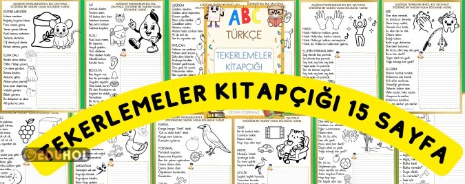 2. sınıf Türkçe  15 sayfadan oluşan okuma yazma ve boyamalı tekerleme kitapçığı
