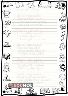 2. sınıf Türkçe güzel yazı çalışması ve boyama