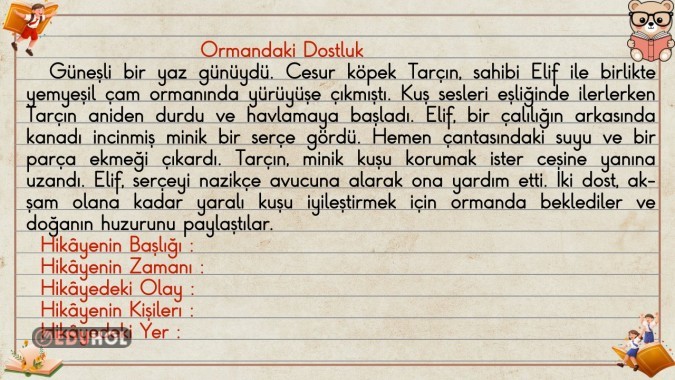 2. SINIF TÜRKÇE HİKAYENİN UNSURLARI AKILLI TAHTA ETKİNLİĞİ