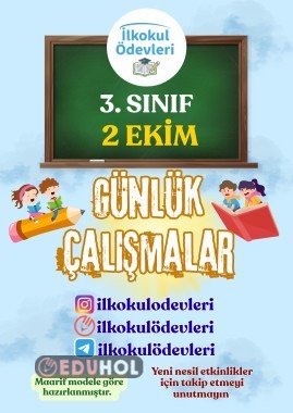 3. SINIF 2 EKİM GÜNLÜK ÖDEV ÇALIŞMALARI 4 SAYFA