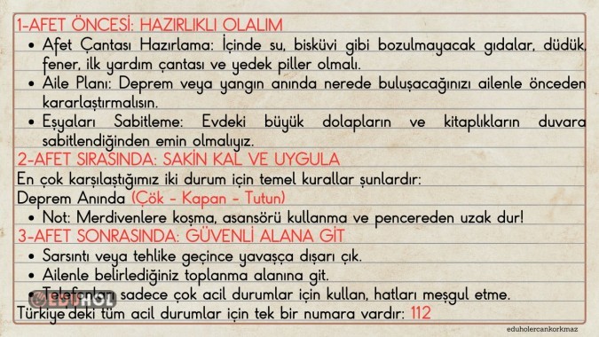 3. sınıf 21. hafta hayat bilgisi afet ve acil durum akıllı tahta notlarım