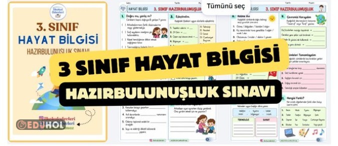 3. SINIF HAYAT BİLGİSİ HAZIRBULUNUŞLUK SINAVI