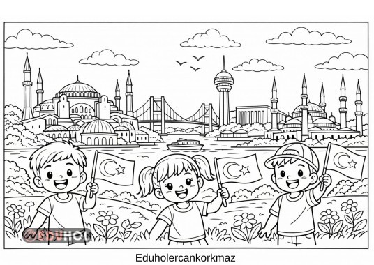 Bayrak sevgisi etkinliği için harika boyama sayfası