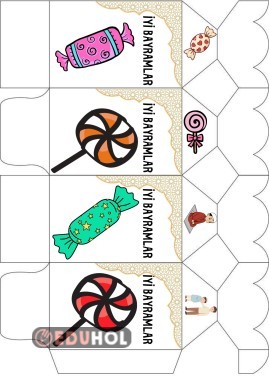 Bayram hediyesi için kutu yapımı kağıttan- renksiz, renkli kağıda