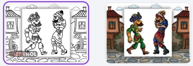 Hacivat Karagöz boyama sayfası e boyutlu örnek boyama sayfası ile birlikte.