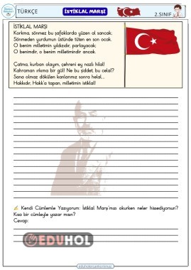 İSTİKLAL MARŞI OKUMA YAZMA ÇALIŞMASI-GUZEL YAZI ÇALIŞMASI