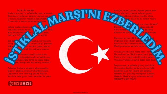 İstiklal Marşı'nı ezberledim akıllı tahta panosu