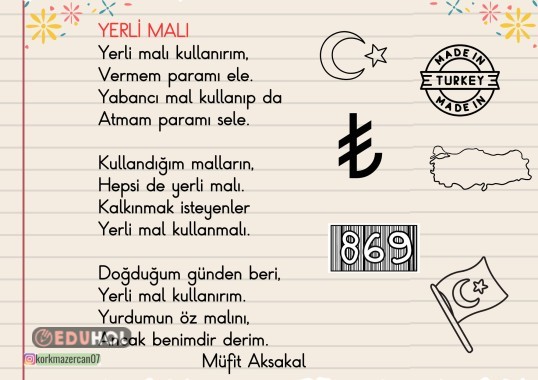 YERLİ MALI HAFTASI AKILLI TAHTA ŞİİR YAZMA ETKİNLİĞİ