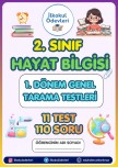 2. SINIF 1. DÖNEM HAYAT BİLGİSİ 11 KONU TESTİ- 110 SORU