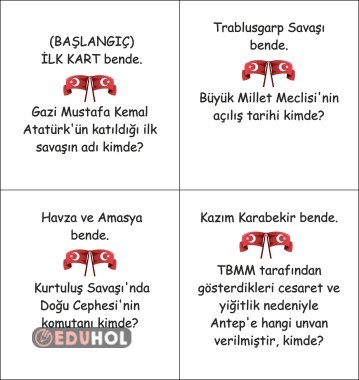milli mücadele BENDE SENDE oyun kartları