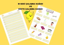 “M” SESİ YAZI VE DİKTE ÇALIŞMA KAĞIDI