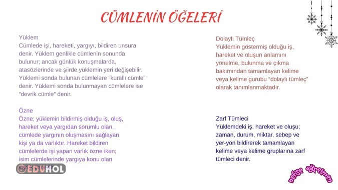 CÜMLENİN ÖĞELERİ