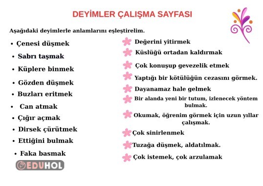 Deyimler Çalışma Sayfası