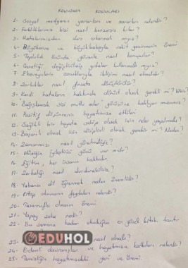 KONUŞMA SINAVI KONULARI