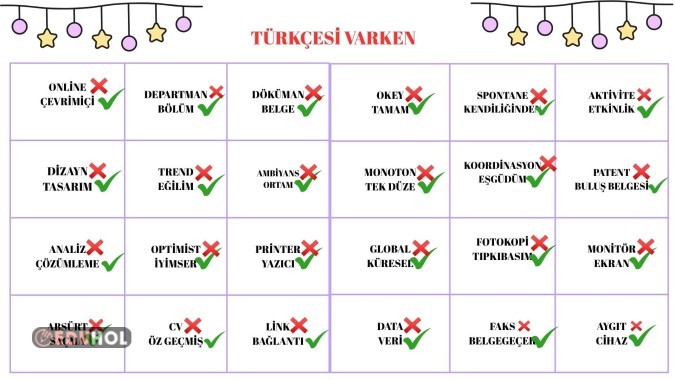 YABANCI KELİMELERİN TÜRKÇE KARŞILIKLARI