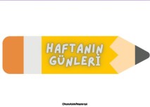 Haftanın Günleri / İngilizce Duvar şablonu