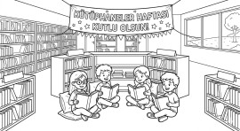 Kütüphaneler Haftası Pano İçin Dev Boyama Sayfaları