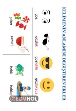 Kelimenin anlamını değiştiren ekler DEFTERE YAPIŞTIRMALIK