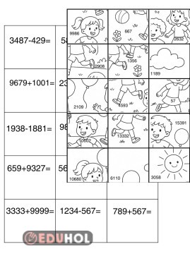 Toplama ve çıkarma işlemleri (çöz-bul-kes-yapıştır-boya)