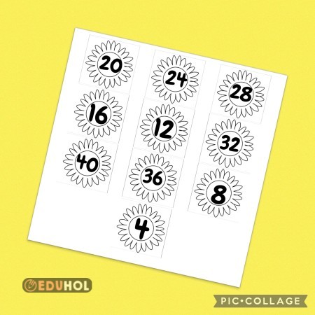 4'erli sayma oyun halısı çiçek görselli