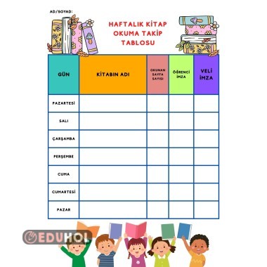 Haftalık Kitap Okuma Takip Tablosu
