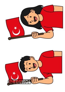 29 Ekim İçin Bayrak Tutan Çocuklar