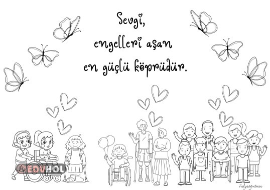 Engelliler haftası için boyama sayfası