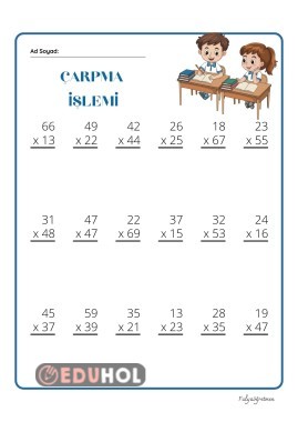 iki basamaklı çarpma işlemi çalışması