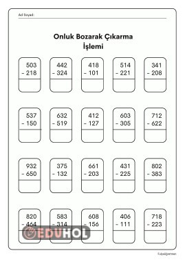 Onluk bozmalı çıkarma işlemi